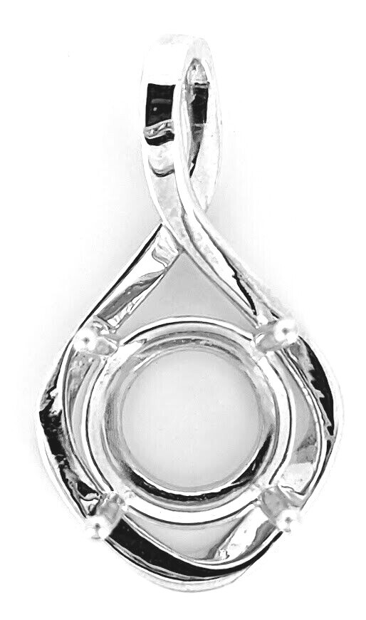 Sterling Silver Round Pendant Setting Ribbon Mounting 9mm-12mm 4 Prong USA