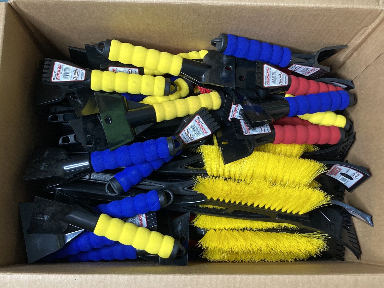 LOT (54) Emsco Bigfoot Deluxe 35x 21” Snow Brush Ice Scraper + 19x 9” Dual Head