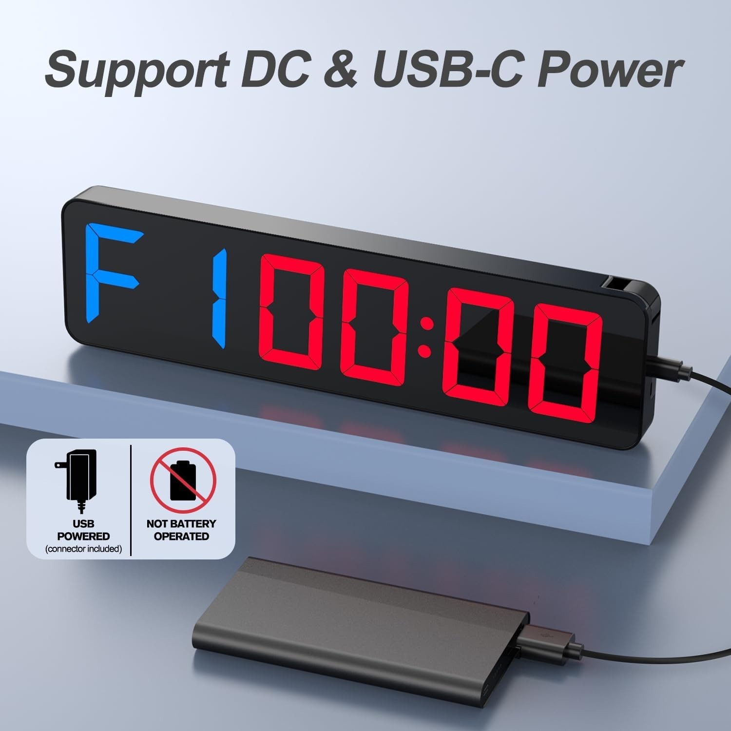 Gym Timer 15" Large LED Display Wall Clock | Gym Interval Workout | Count Dow...