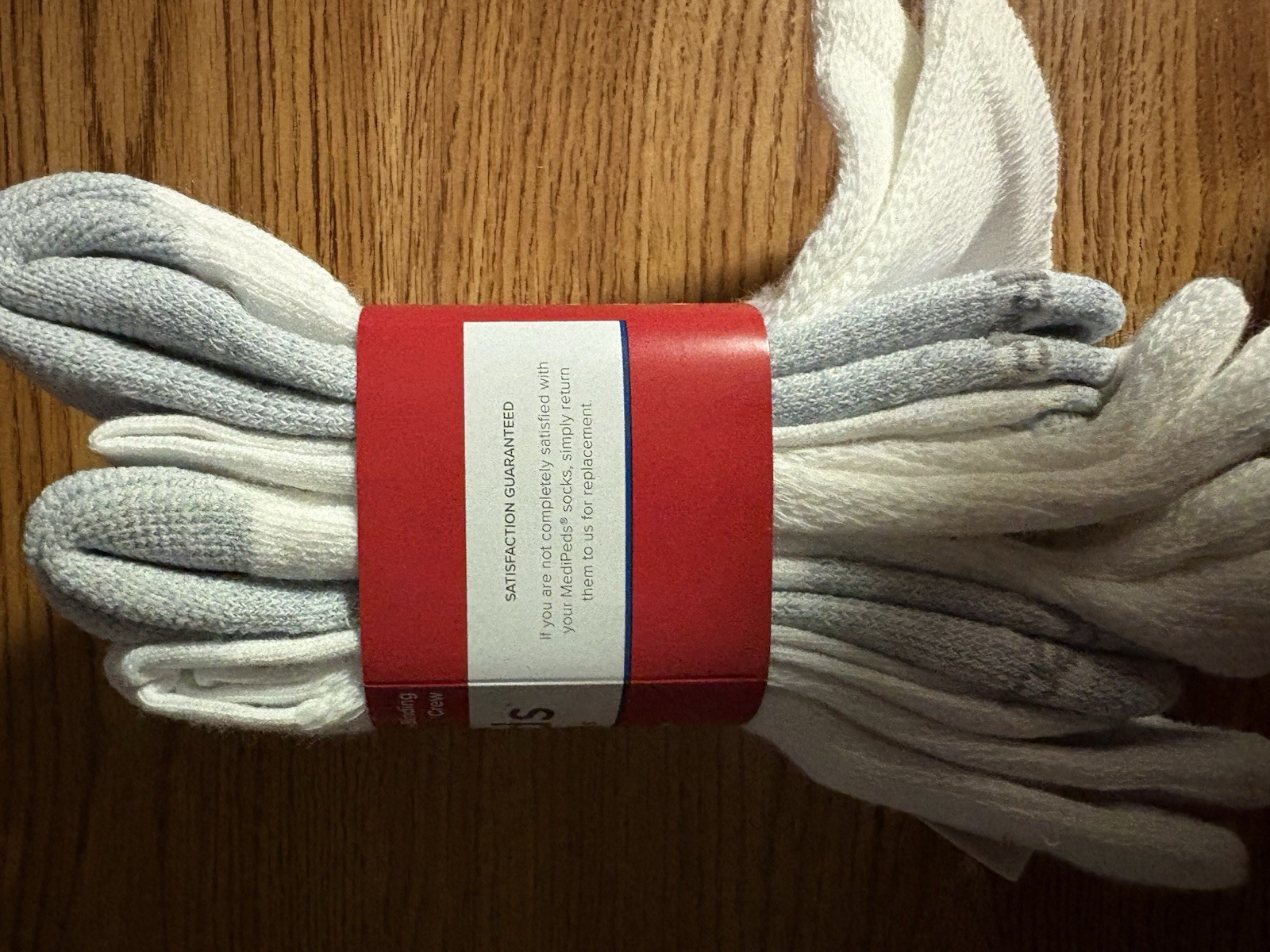 Medi Peds Large Non-Binding Crew Socks! White 8 Pairs