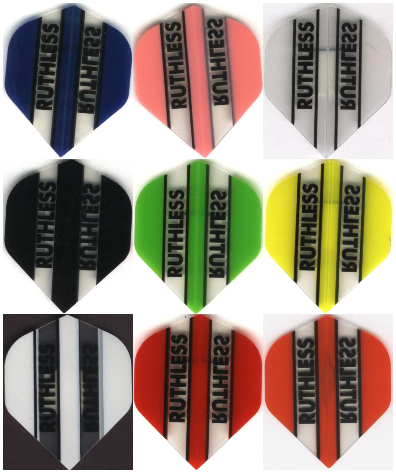 "10 PACK OF RUTHLESS" Dart Flights: STANDARD Cut: 10 sets
