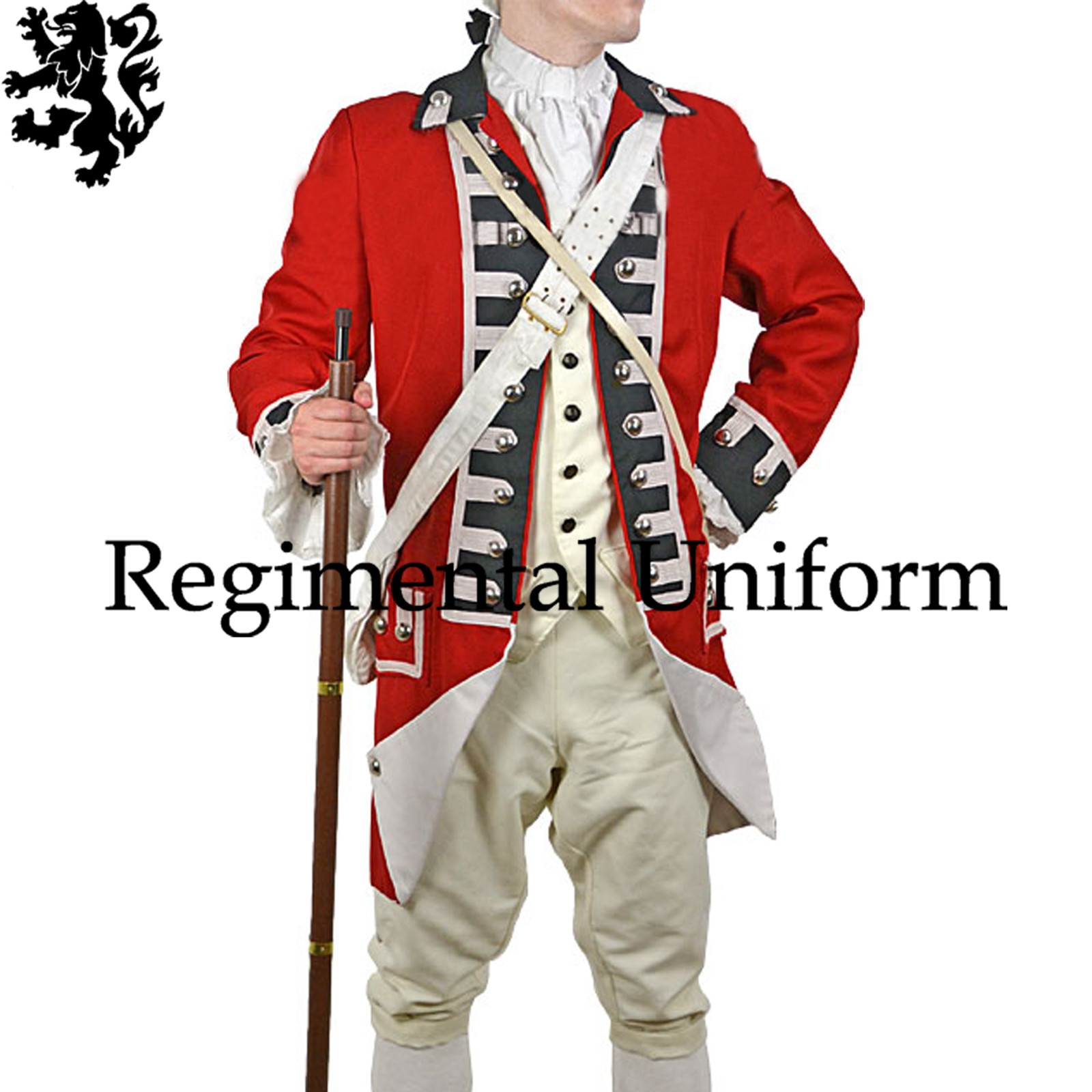 Revolution War 18th Century Colonial Coat Men Historical Costume Red Wool Coat