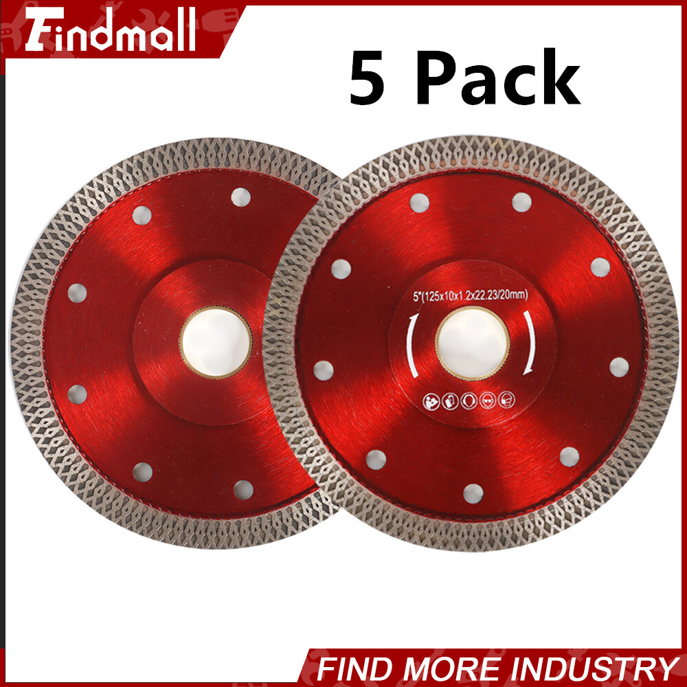 Findmall 5 Pack 5" Cutting Diamond Saw Blade For Porcelain Granite Marble Stone