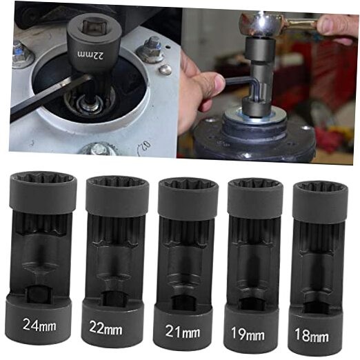 5pcs Strut Nut Socket 18mm 19mm 21mm 22mm 24mm with 12 Point 1/2" Drive,