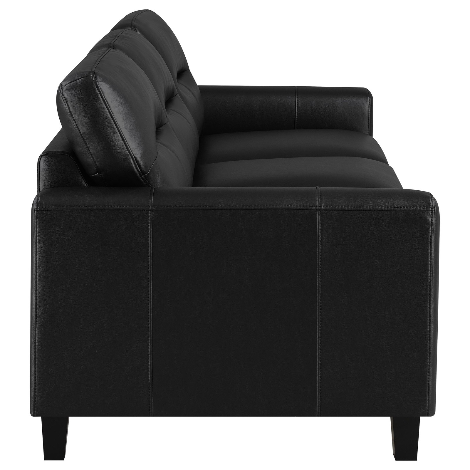 Coaster Scotland 2-piece Faux Leather Upholstered Sofa Set in Black