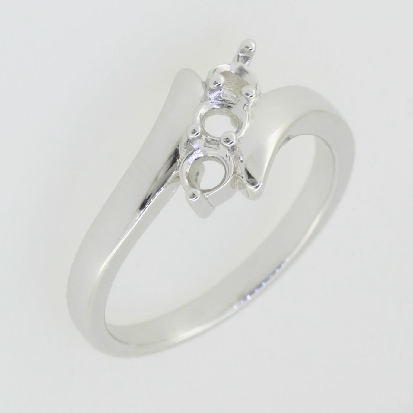 Sterling Silver Semi Mount Ring Setting Round RD 3.5x3.5mm White Topaz