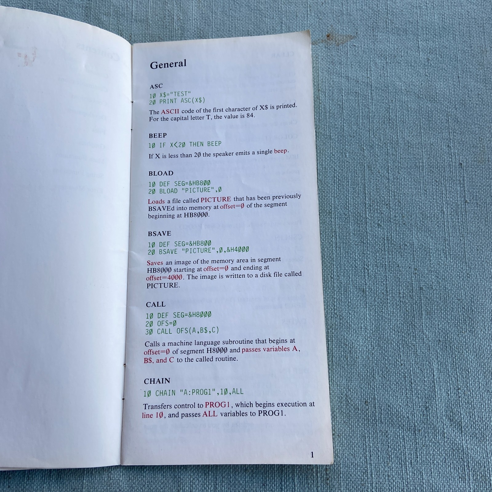 Vintage IBM BASIC Quick Reference Book Manual 1st Edition 1984 PC Hardware Libra