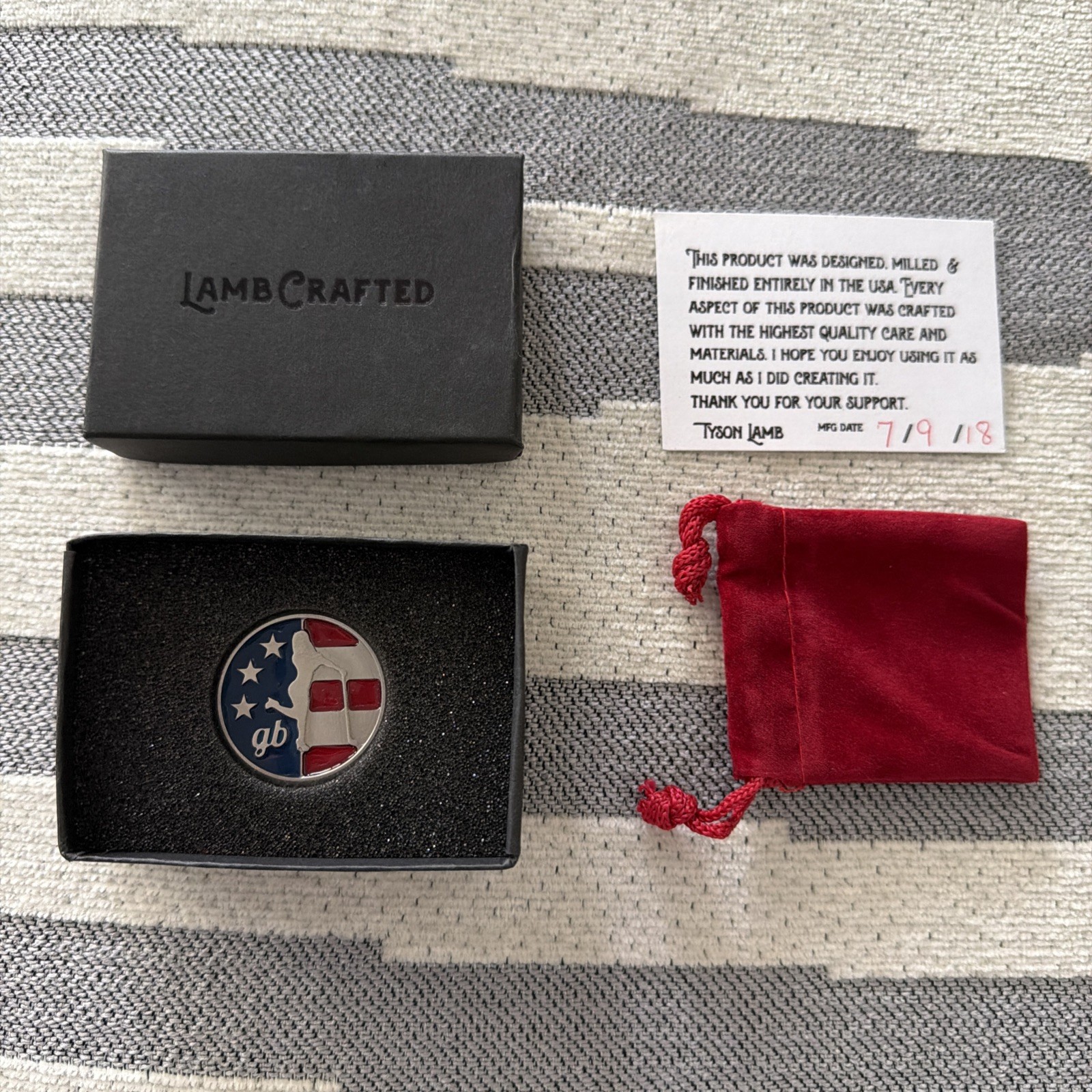 Tyson Lamb Lambcrafted Golf Babes Stainless Ball Marker NEW Box Card & Pouch