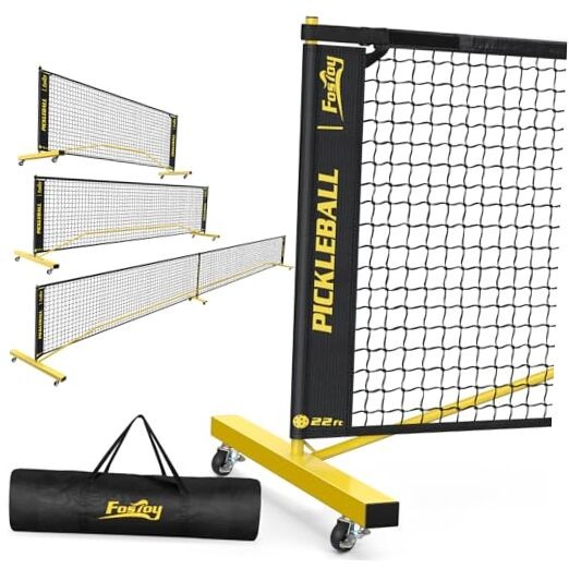 Pickleball Set Net with Wheels, Portable 3in1 Pickle Ball Net Black&Yellow