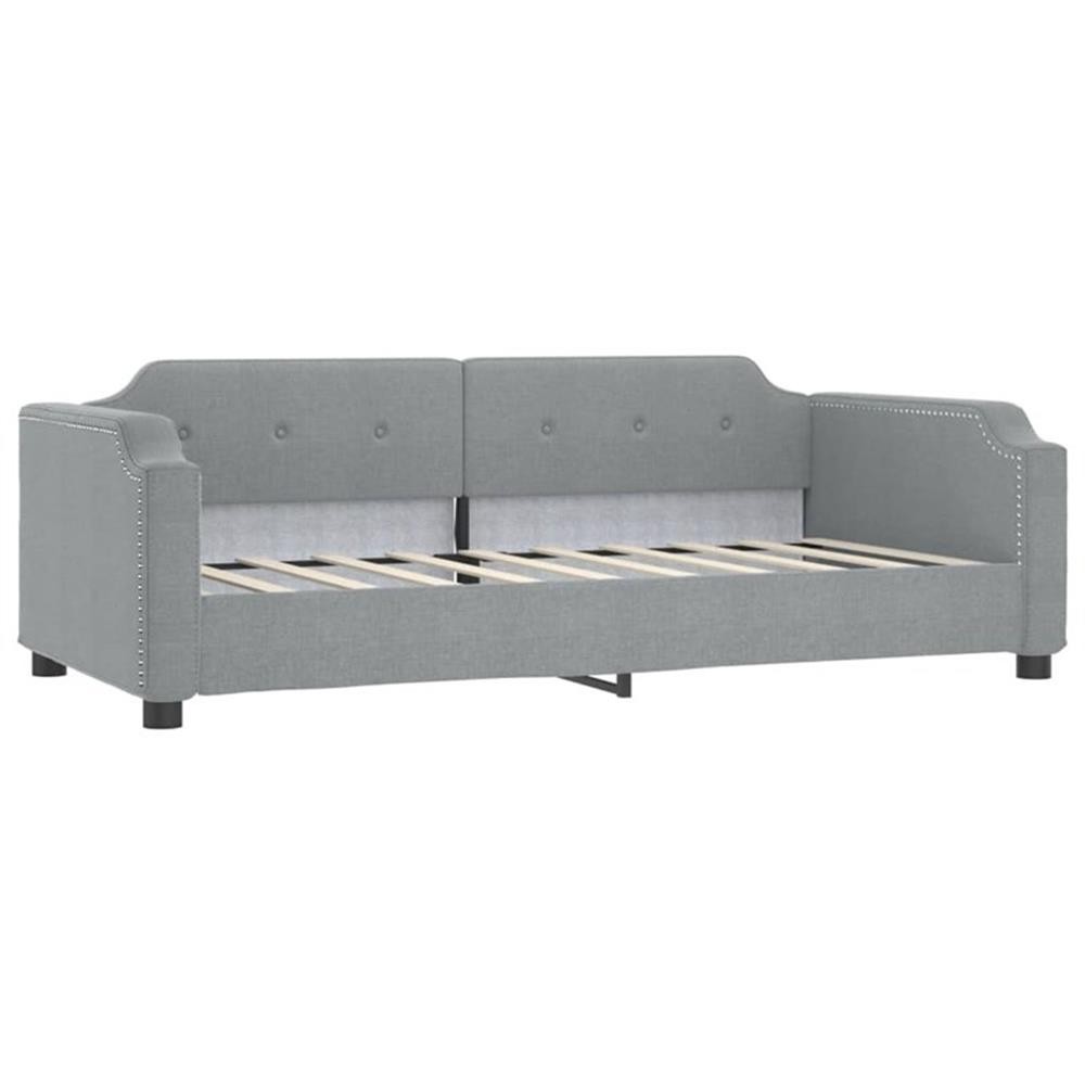 Pemberly Row Contemporary Solid Wood Twin Day Bed in Light Grey Fabric