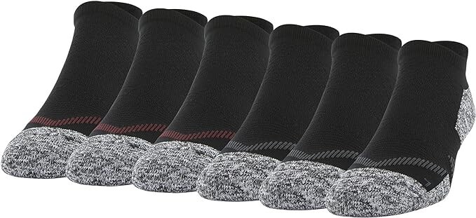 Gildan Men's Active Strategic Cushion No Show Socks with Tab Back 6-PK (282)