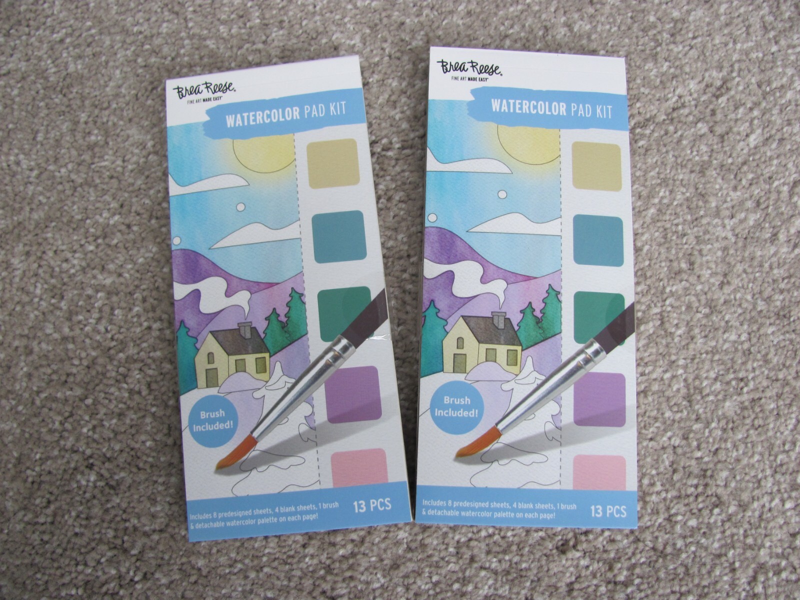 Lot of 2! Brea Reese: Watercolor Bookmark Pad - Winter Wonderland - Compact Pain