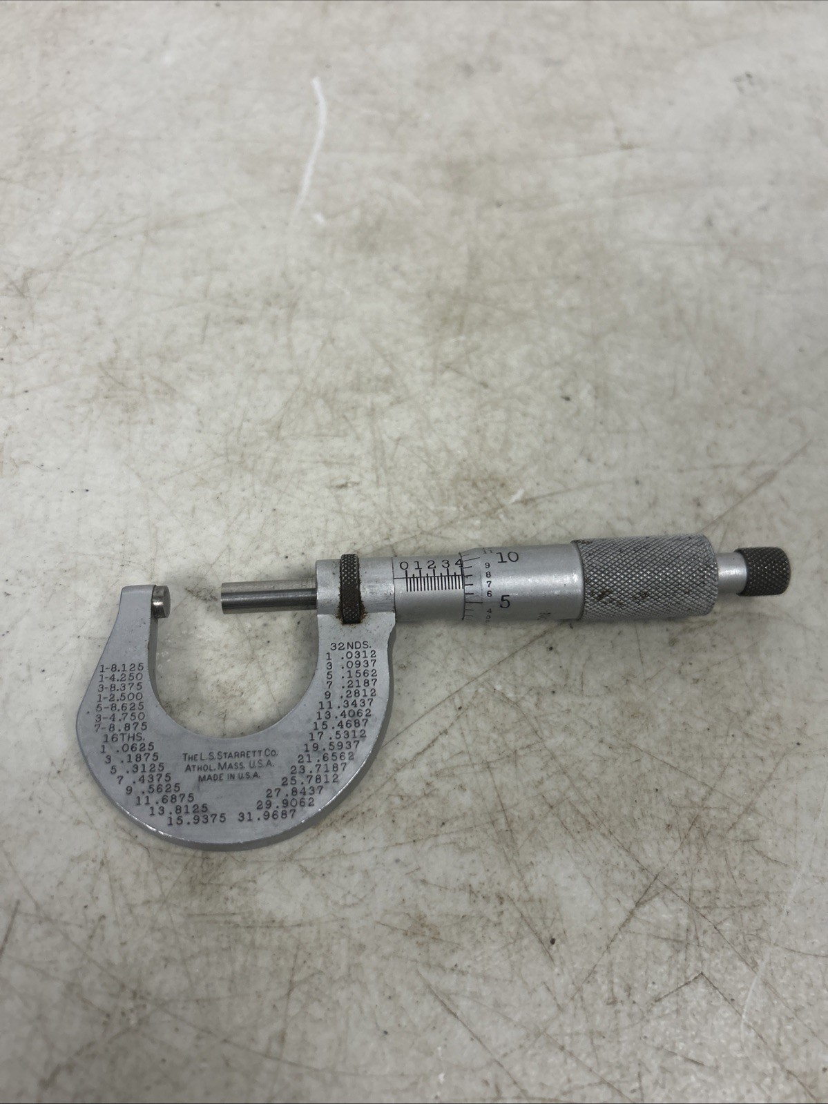VTG Starrett No. 230RL Micrometer Caliper 0-1” x 0.0001 Res USA J&L Steel Works