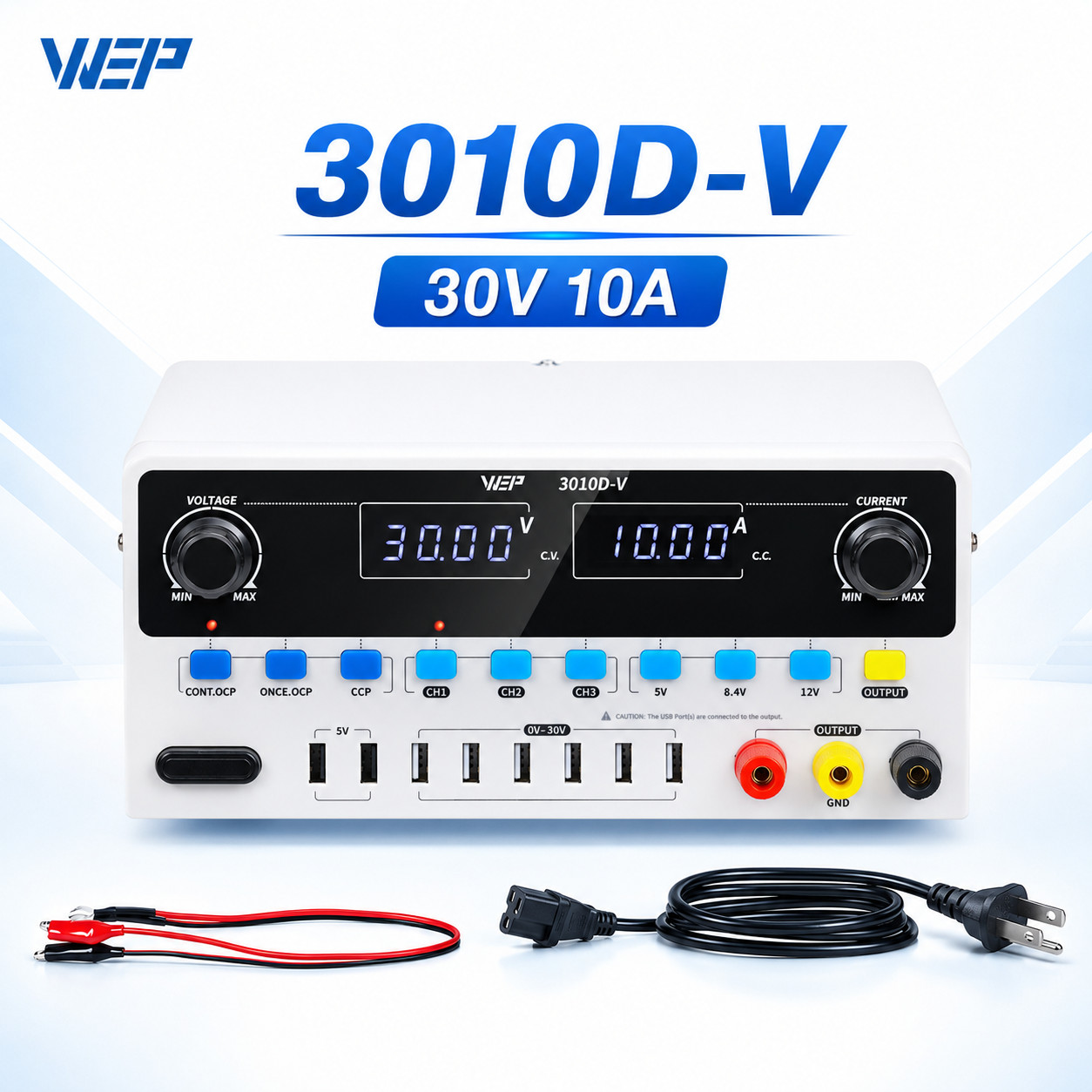 300W WEP DC Adjustable 0-30V  5/10A Lab Power Supply Variable Bench Switching