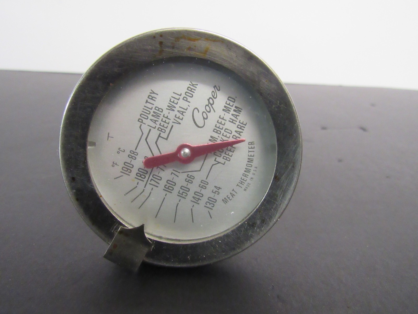 Vintage Cooper Meat Thermometer Dial Analog Kitchen Tool 4 3/4"