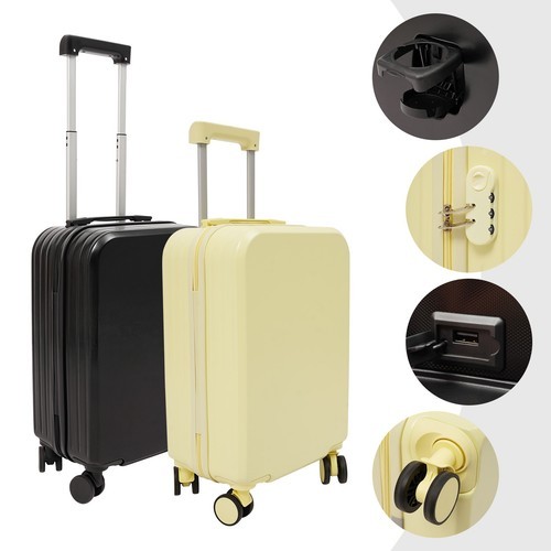 20" Travel Luggage Suitcase, Carry On Luggage, Suitcase with Cup Holder
