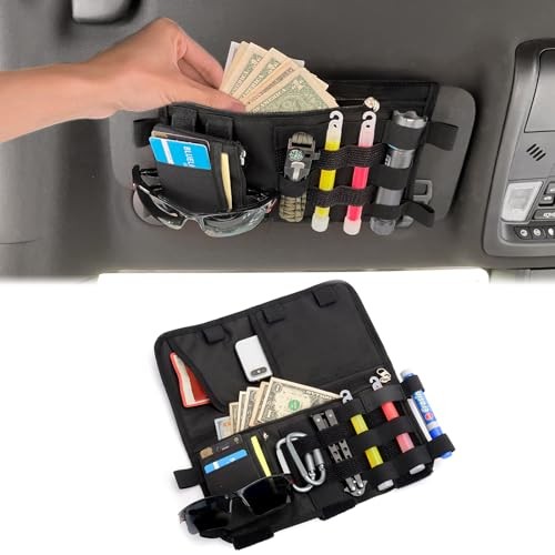 Molle Visor Panel Organizer, Tactical Car Sun Visor Cover Molle Webbing 1 Pack