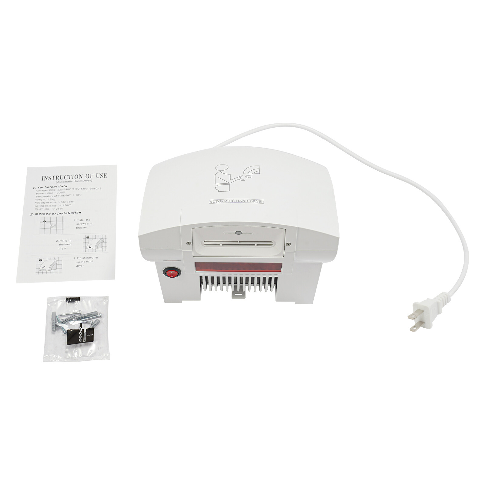 1200W Hand Dryer Commercial Electric Automatic Sensor Handy Bathroom Restroom