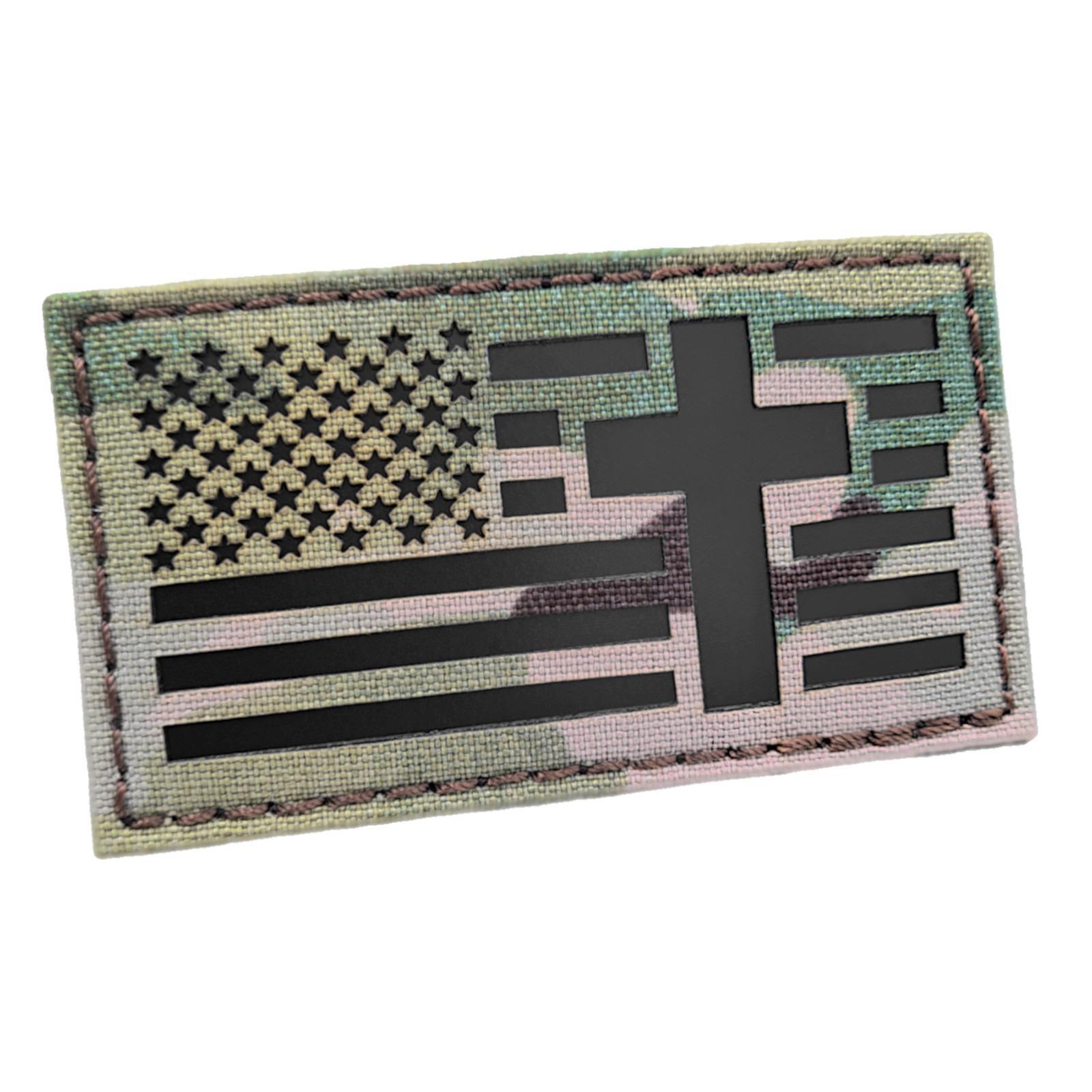 IR christian cross USA flag jesus christ multicam crucifix infrared faith patch