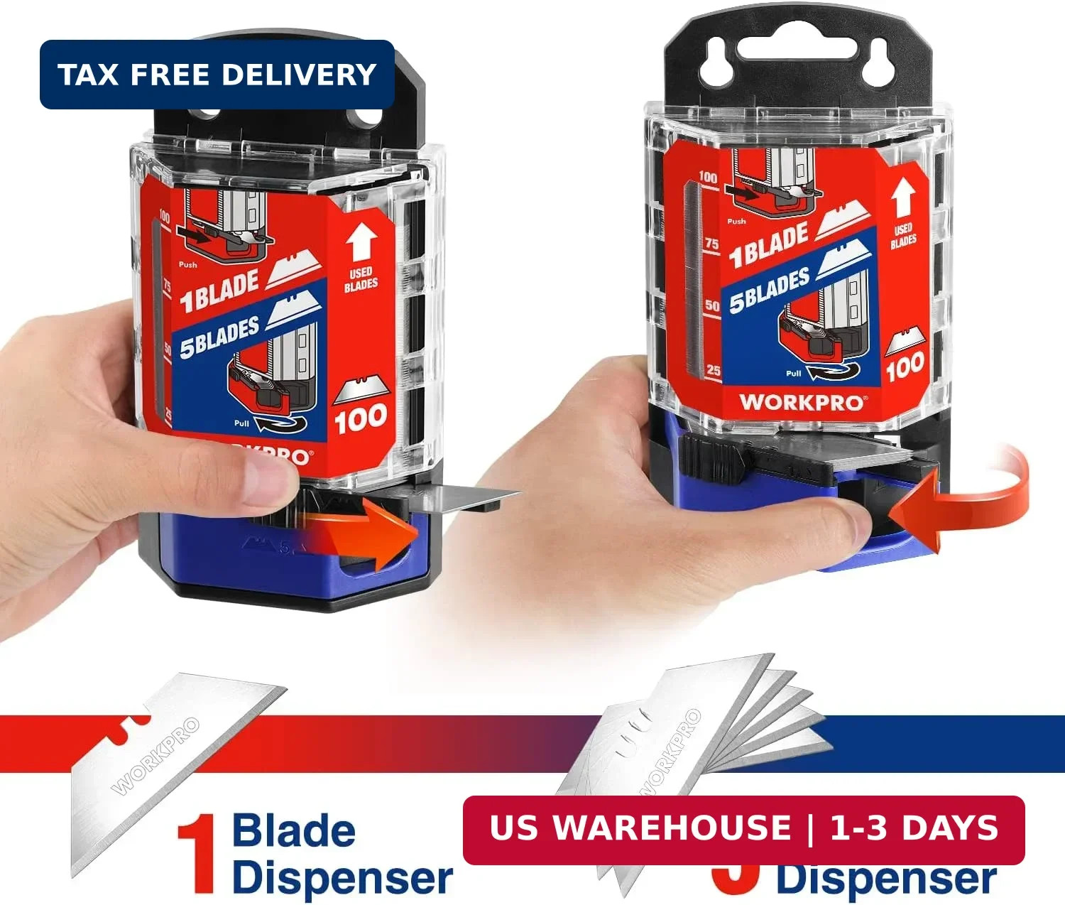 100-Pack Utility Knife Blades | Utility Blades Replacement with Dispenser, SK5 C