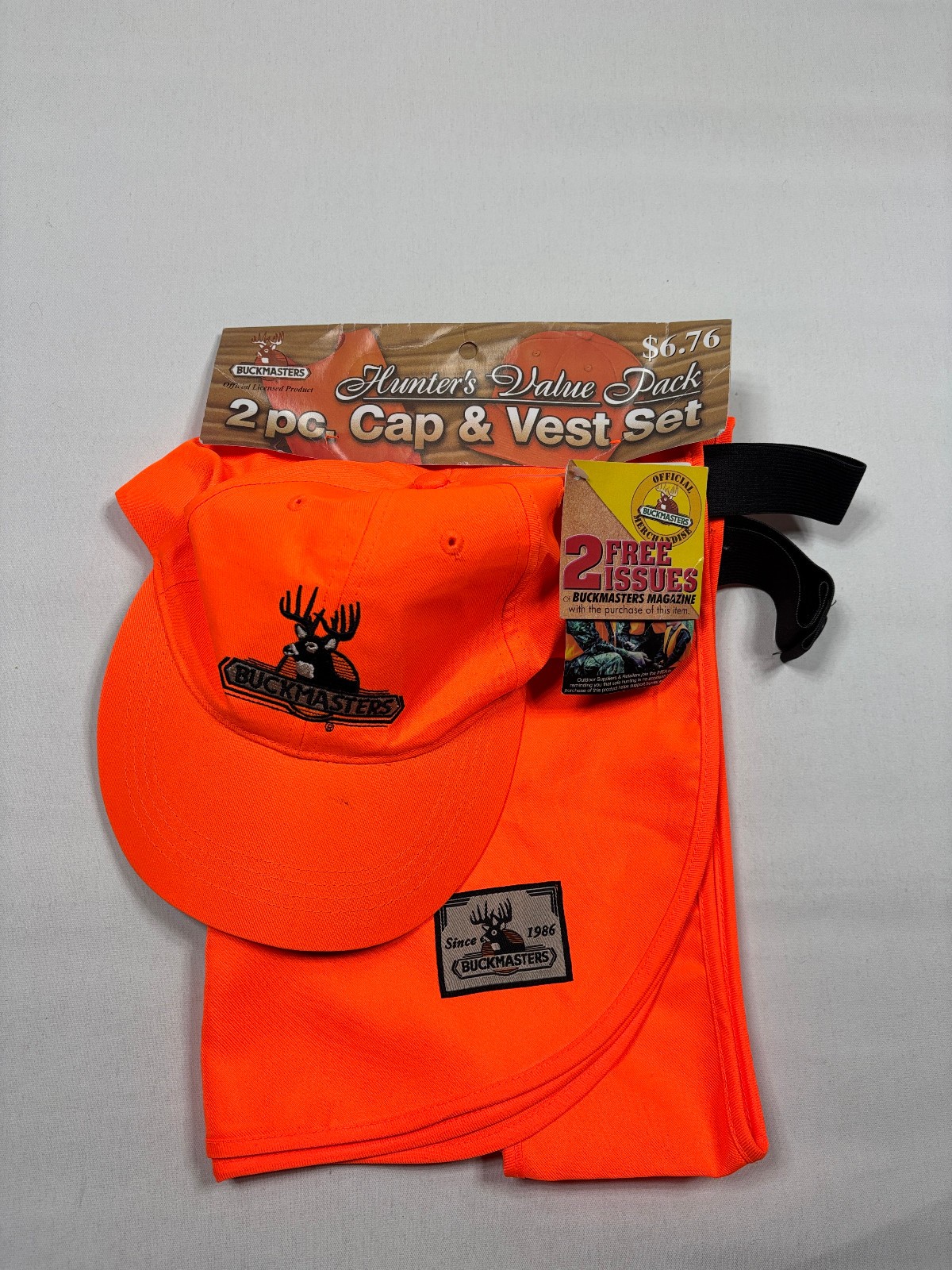 VTG 90s Buckmasters Hunters Value Pack NIP Blaze Orange Cap & Vest Set Deadstock