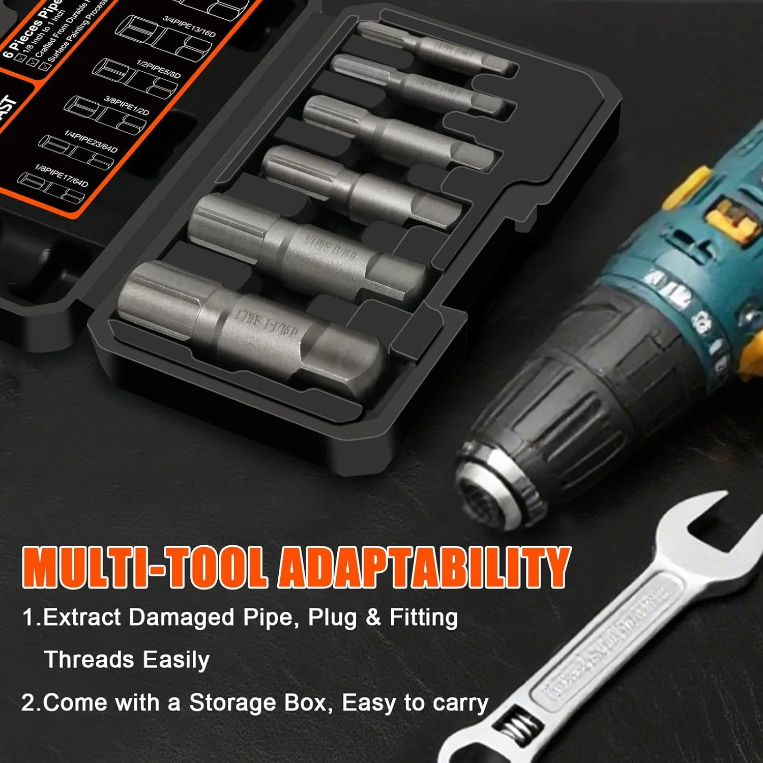 Pipe Extractor Set 6-Piece,Broken Pipe Extractor Tool Kit for 1/8" - 1" | Resist