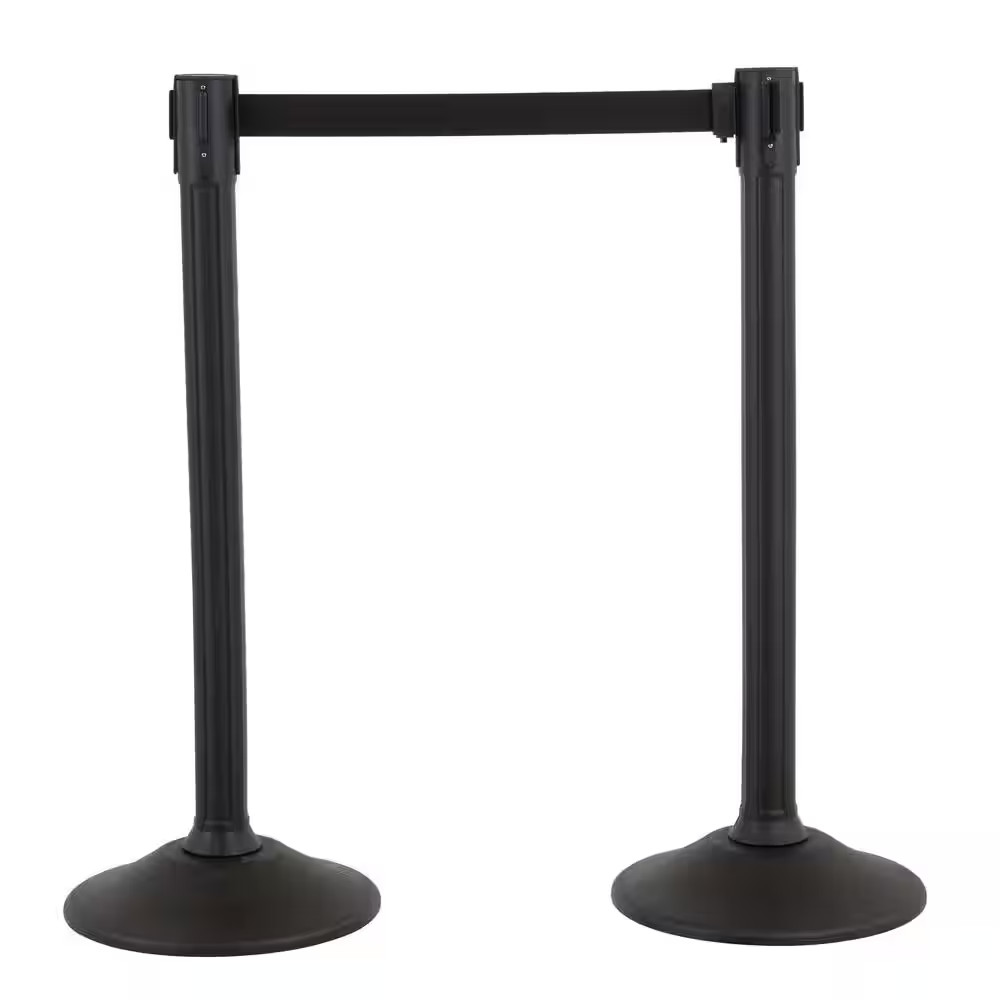 US Weight Sentinel Stanchion with 6.5 Ft. Black Retractable Belt (2-Pack)