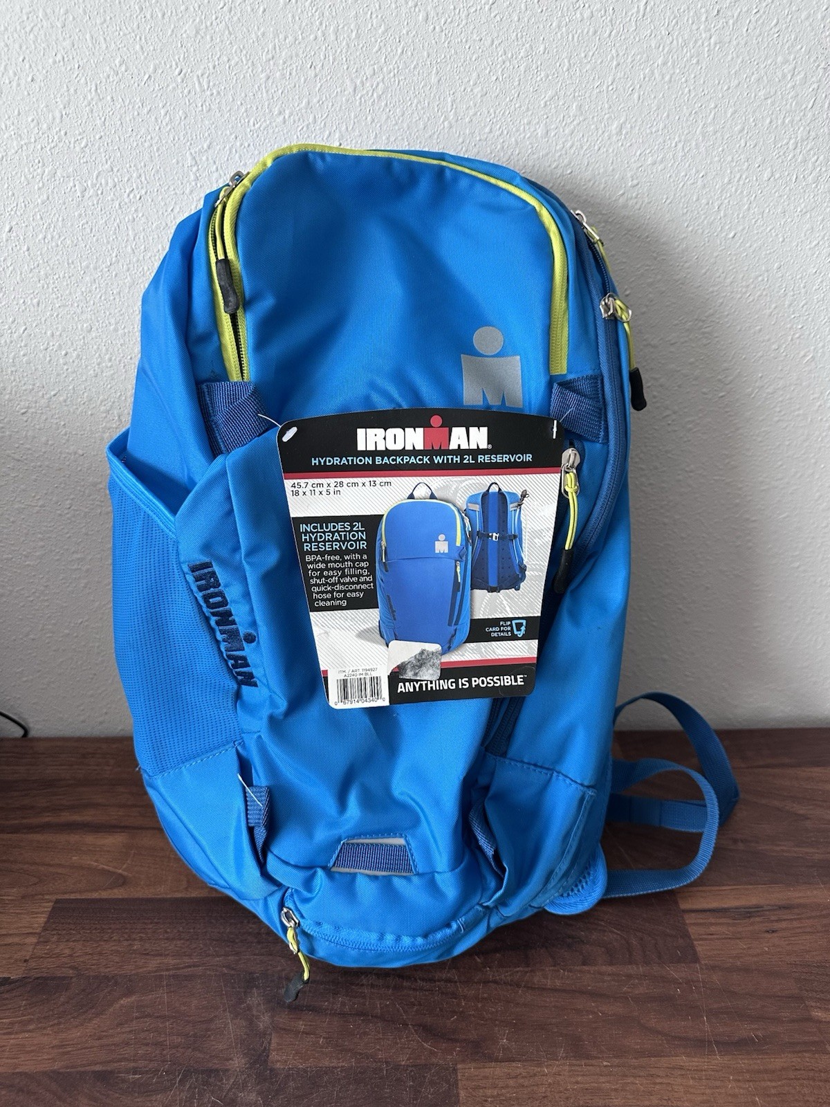 NOS Iron Man H2O 2 Liter Hydration Backpack Blue
