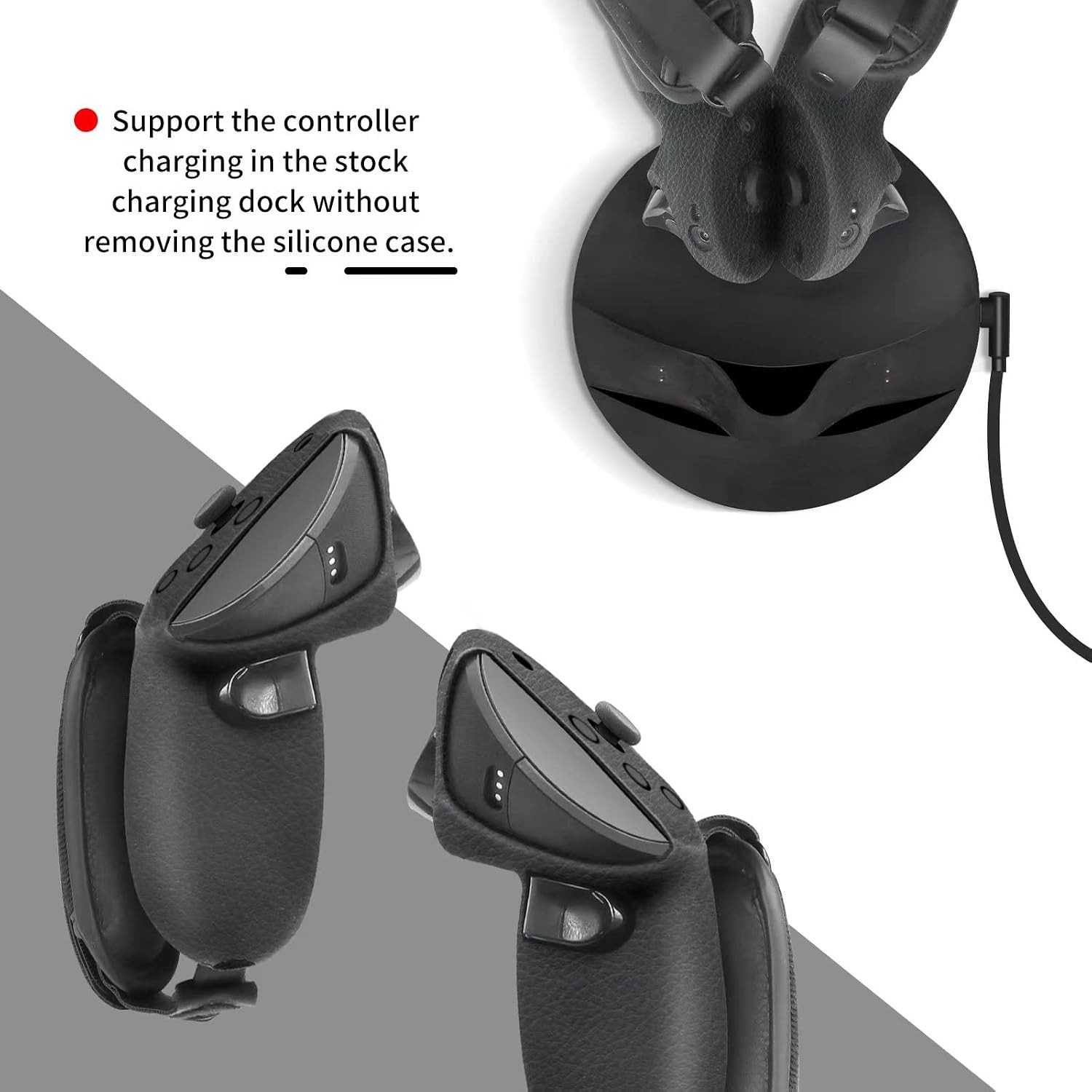 Silicone Grips for Meta Quest Pro Controllers (Black) | Come with PU Leather Cus