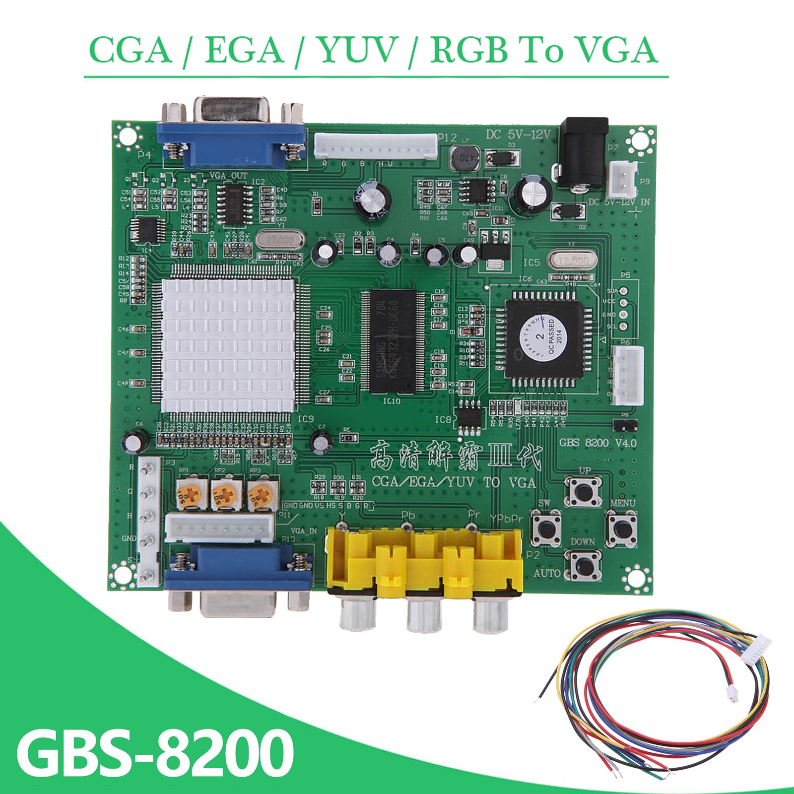 GBS-8200 Video Signal Converter Board CGA EGA YUV to VGA Auto Scan for CRT LCD P