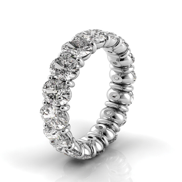 3.5ctw Oval Diamond Petite Prong Set Eternity Band in Platinum (F-G/VS2)