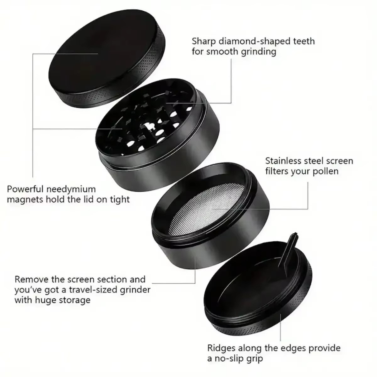 1.6inch Metal Herb Grinder 4-layer Raw Tobacco Grinder Cigarette Accessories