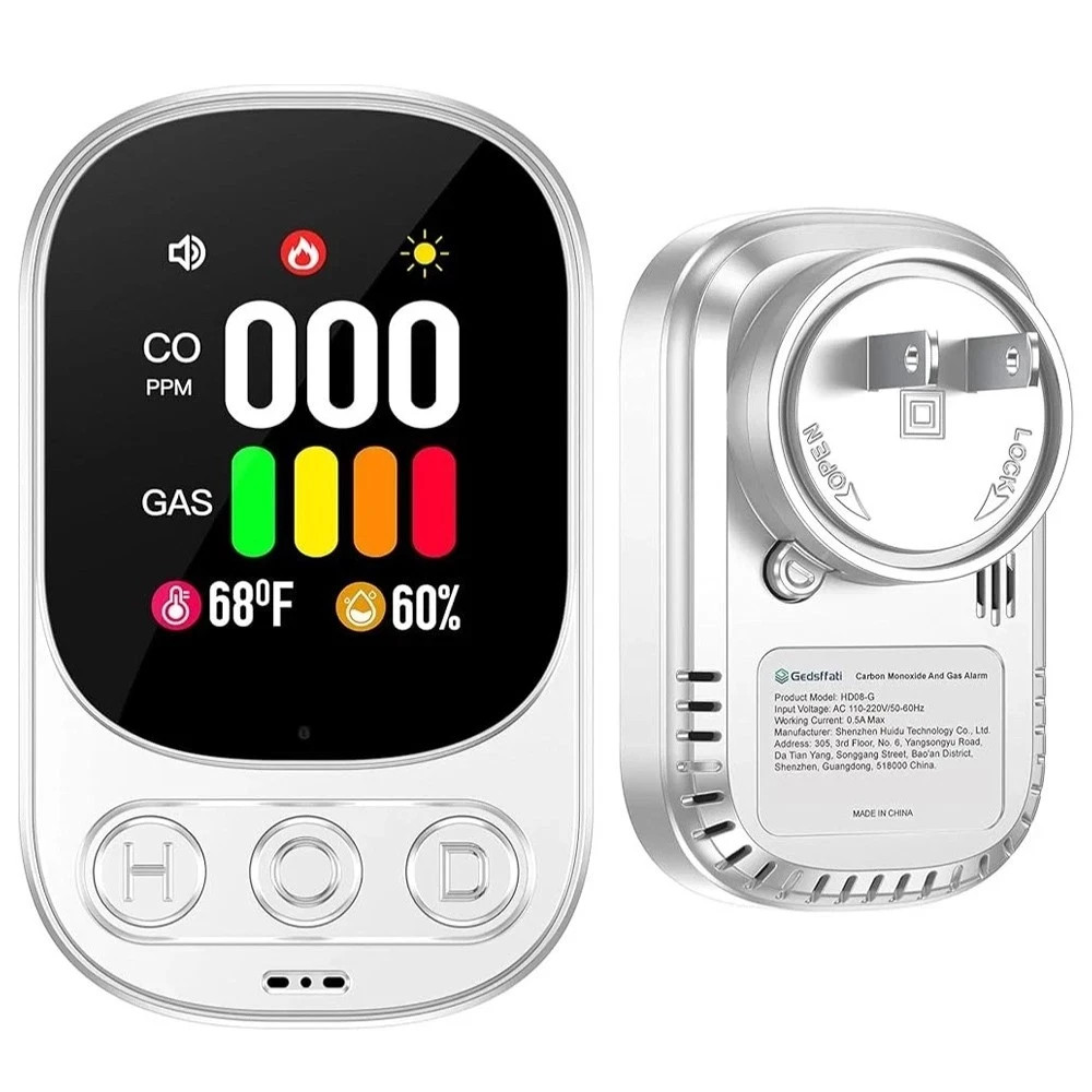 Carbon Monoxide Detectors Plug in 3-in-1 CO Detector w/ Temp/Hum Sensor US 110v
