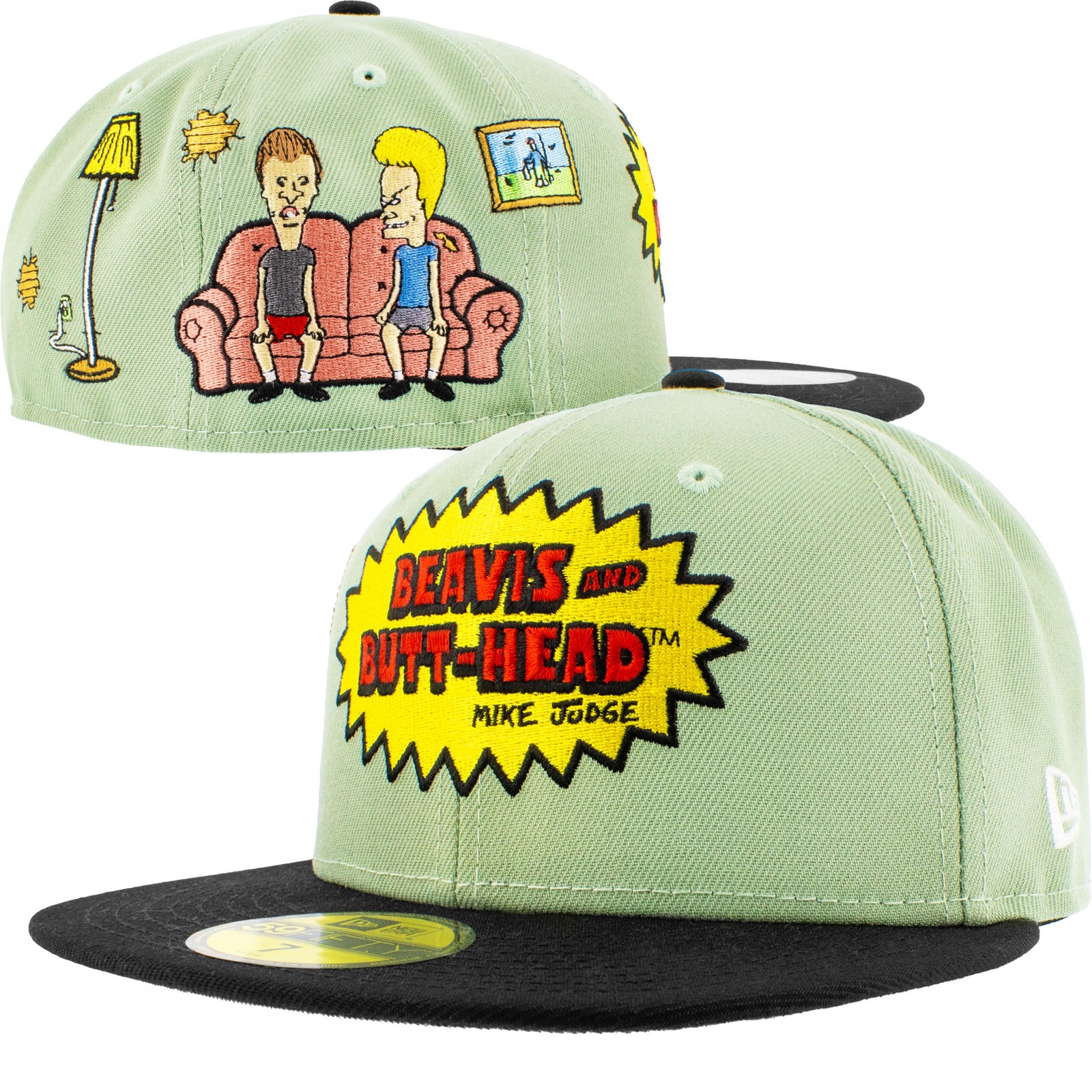 Beavis and Butthead Classic Couch Scene New Era 59Fifty Fitted Hat Green