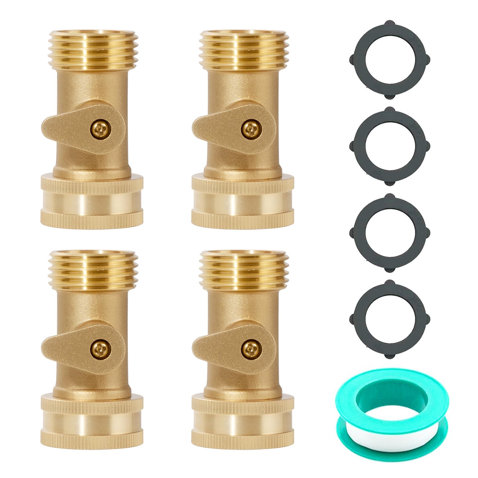 Solid Brass Garden Hose Shut Off Valve 4 Pack 3/4 Inch Male Female Connector