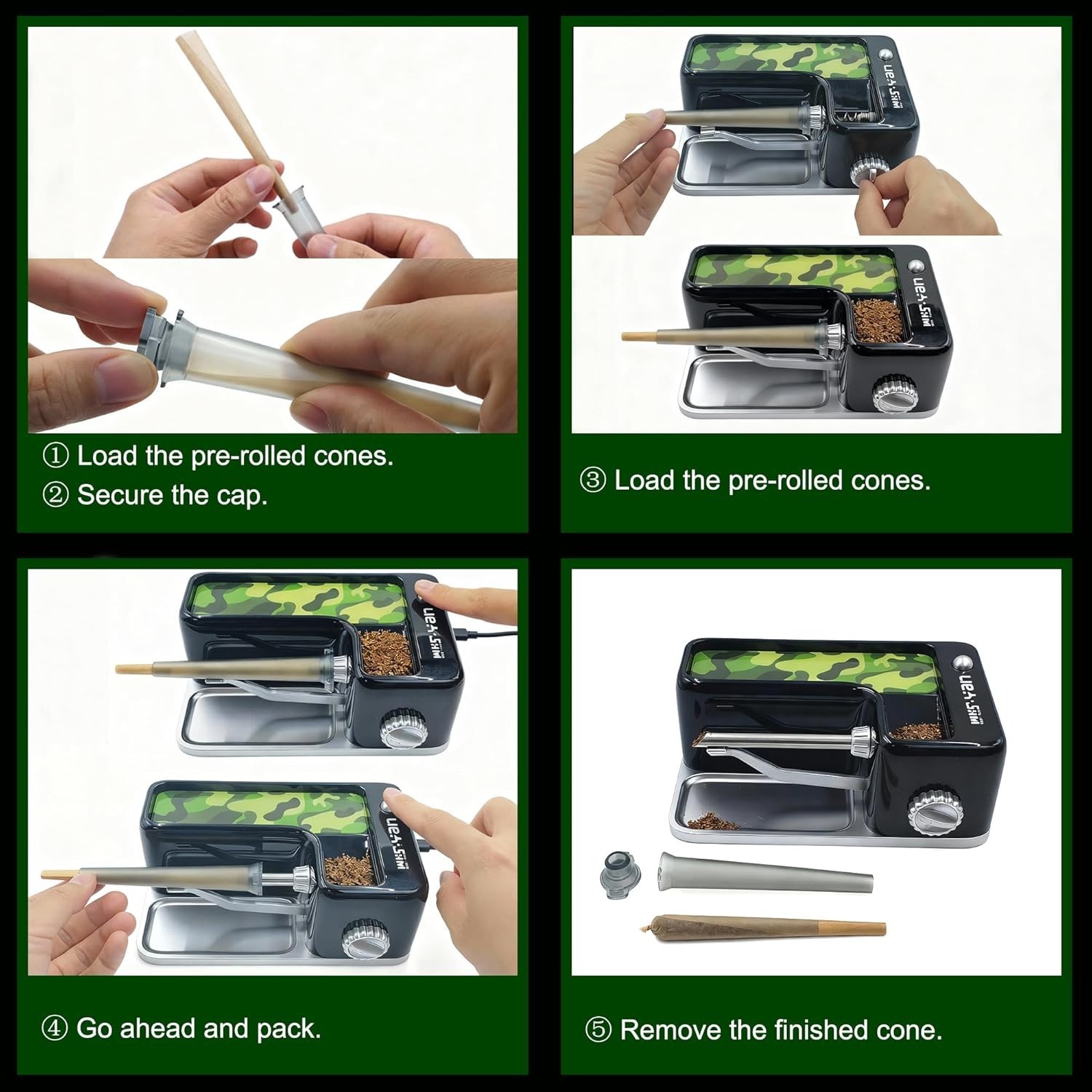 Cigarette Rolling Machine, Electric Pre-Roll Cone, USB-C/Automatic Electric