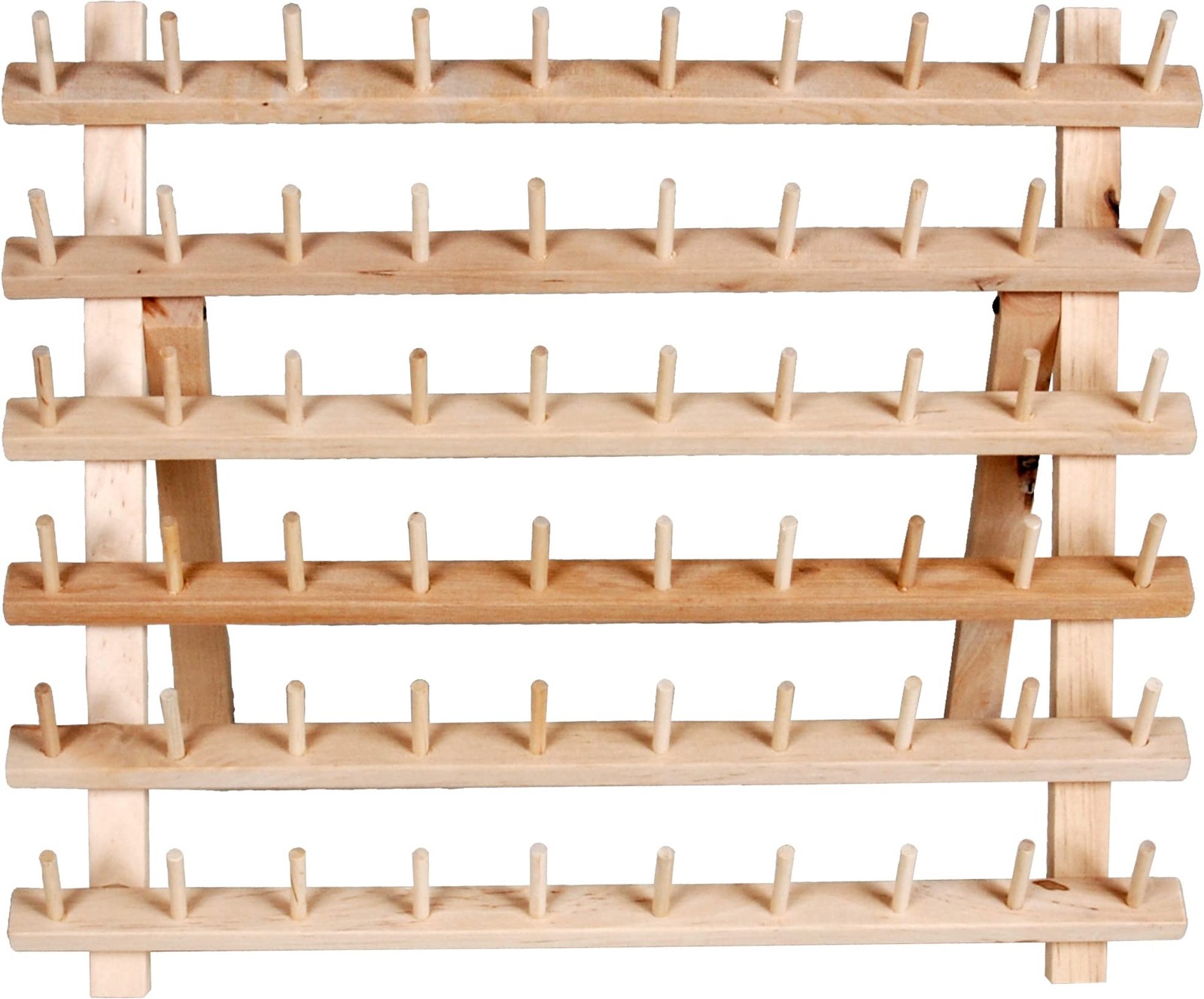 Dritz Wooden Thread Rack – Holds 60 Spools – Wall-Mount 1 Count, Smooth Wood