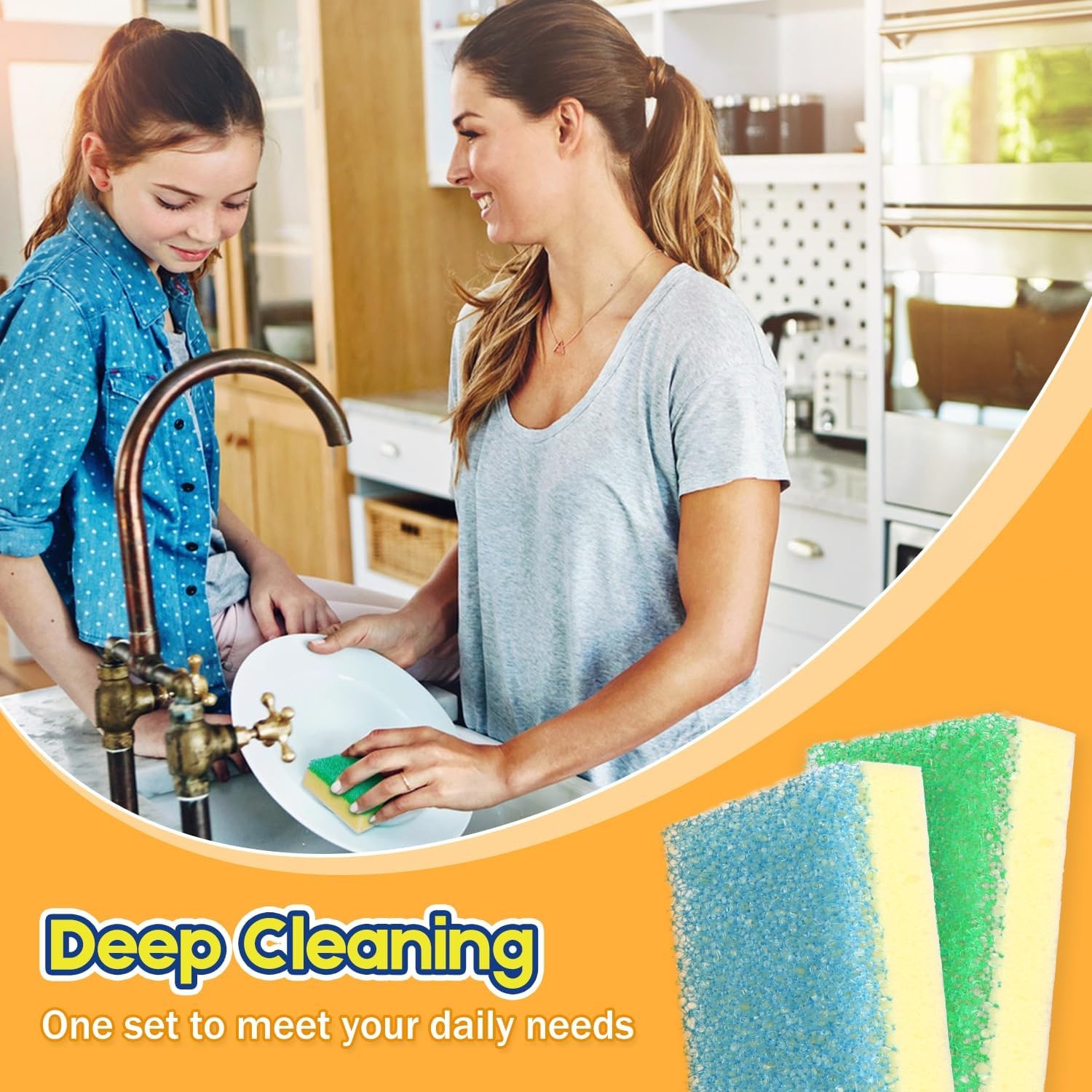 Scrub Sponge, Dual-Sided Temperature-Responsive Scrubber - Non-Scratch