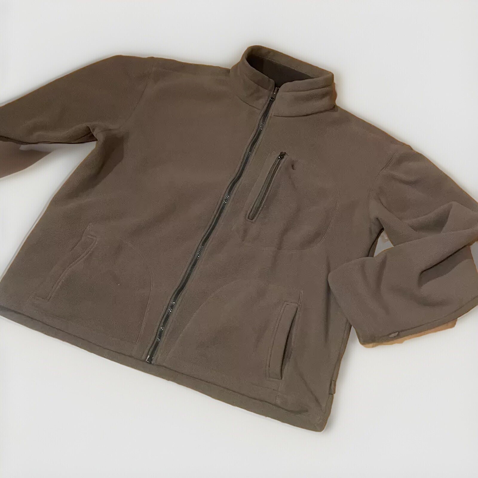 Men’s Size XL A Fleece Jacket Army Green Outdoor Hunting Full Zip By Woodland