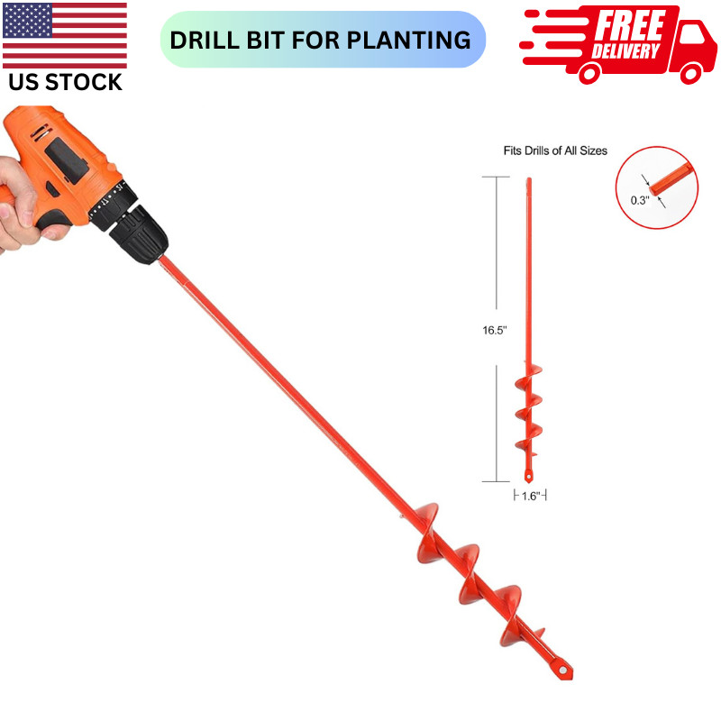 Garden Auger Spiral Drill Bit 3/8" Planting Post Hole Digger Planter