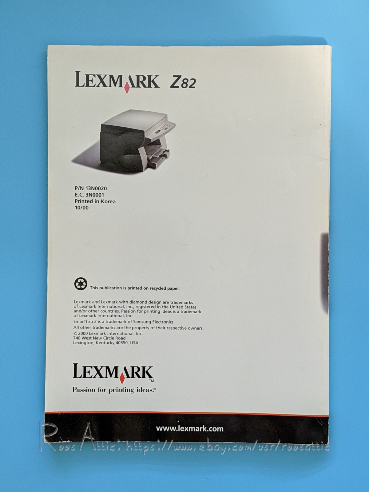 Lexmark Z82 User Guide / Manual / CD-ROM Install Software For Windows 2000