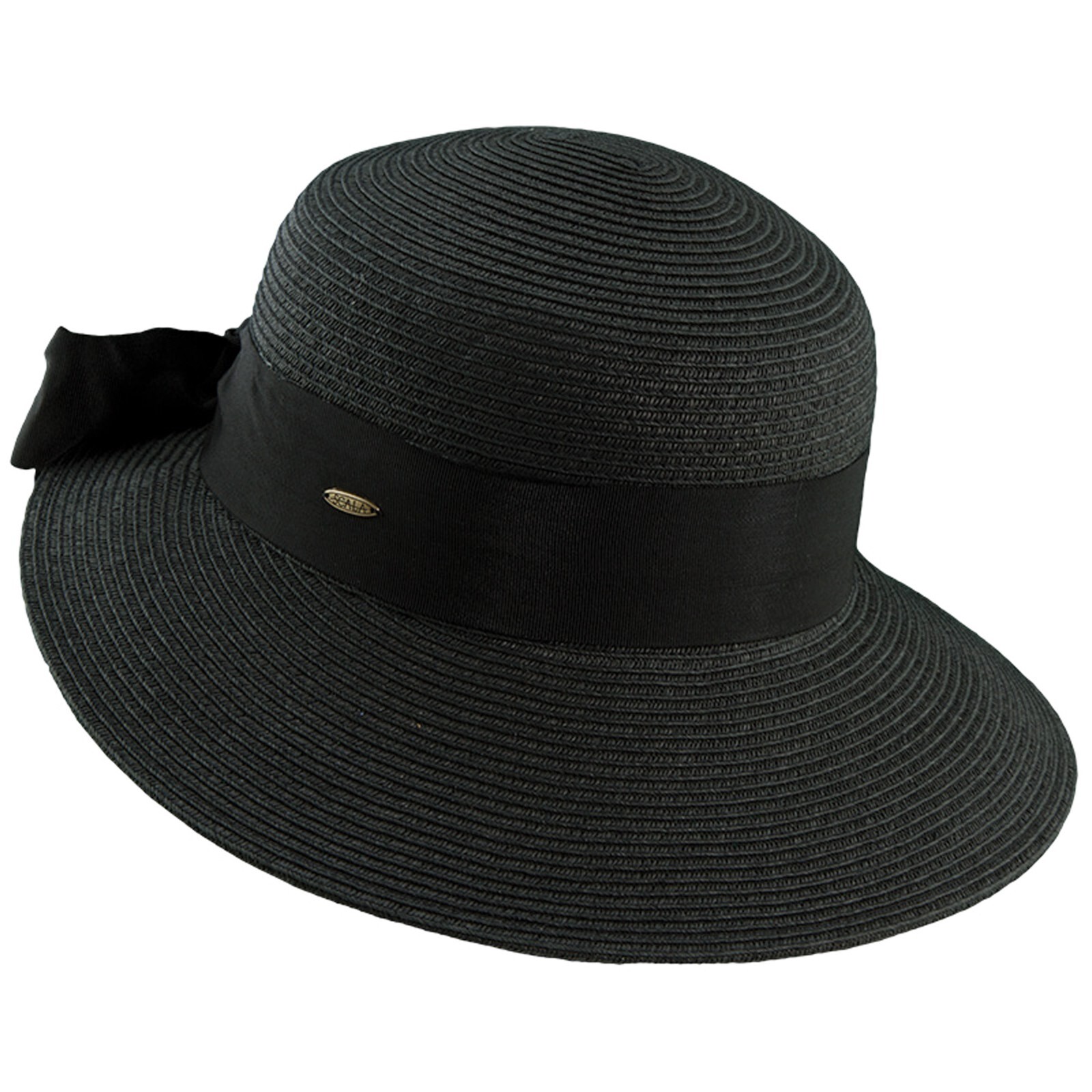 "Riviera" Women's Paper Braid Round Crown with 4" Brim Sunhat by Scala, #LP149