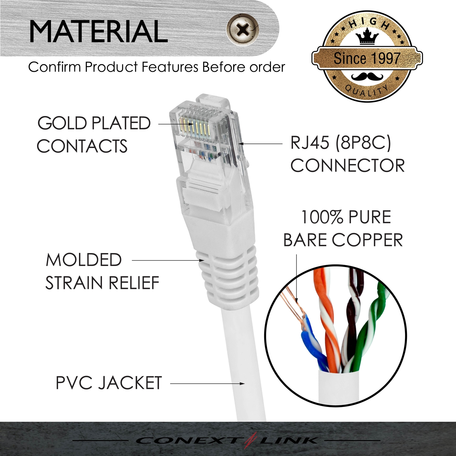 1x 1ft White CAT5E Network Wire LAN Cable Patch Cord Ethernet Internet Router PC