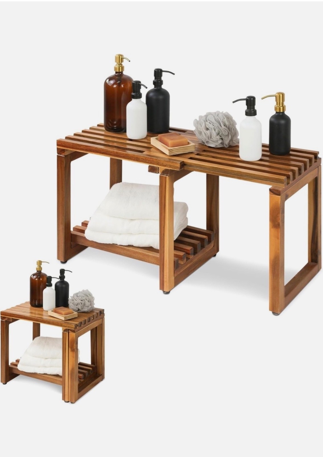 Enzeki brown wooden shower stool