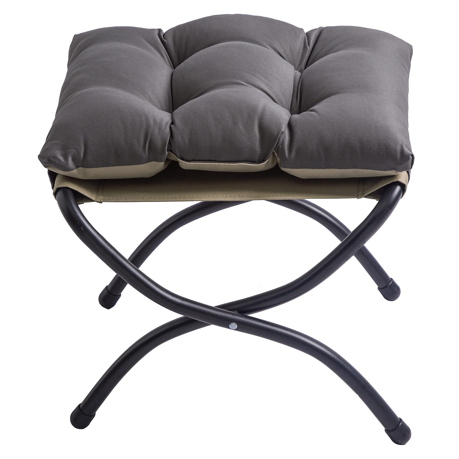 15" Foldable Foot Stool Ottoman with Metal Frame - Washable Dark Grey Upholstere