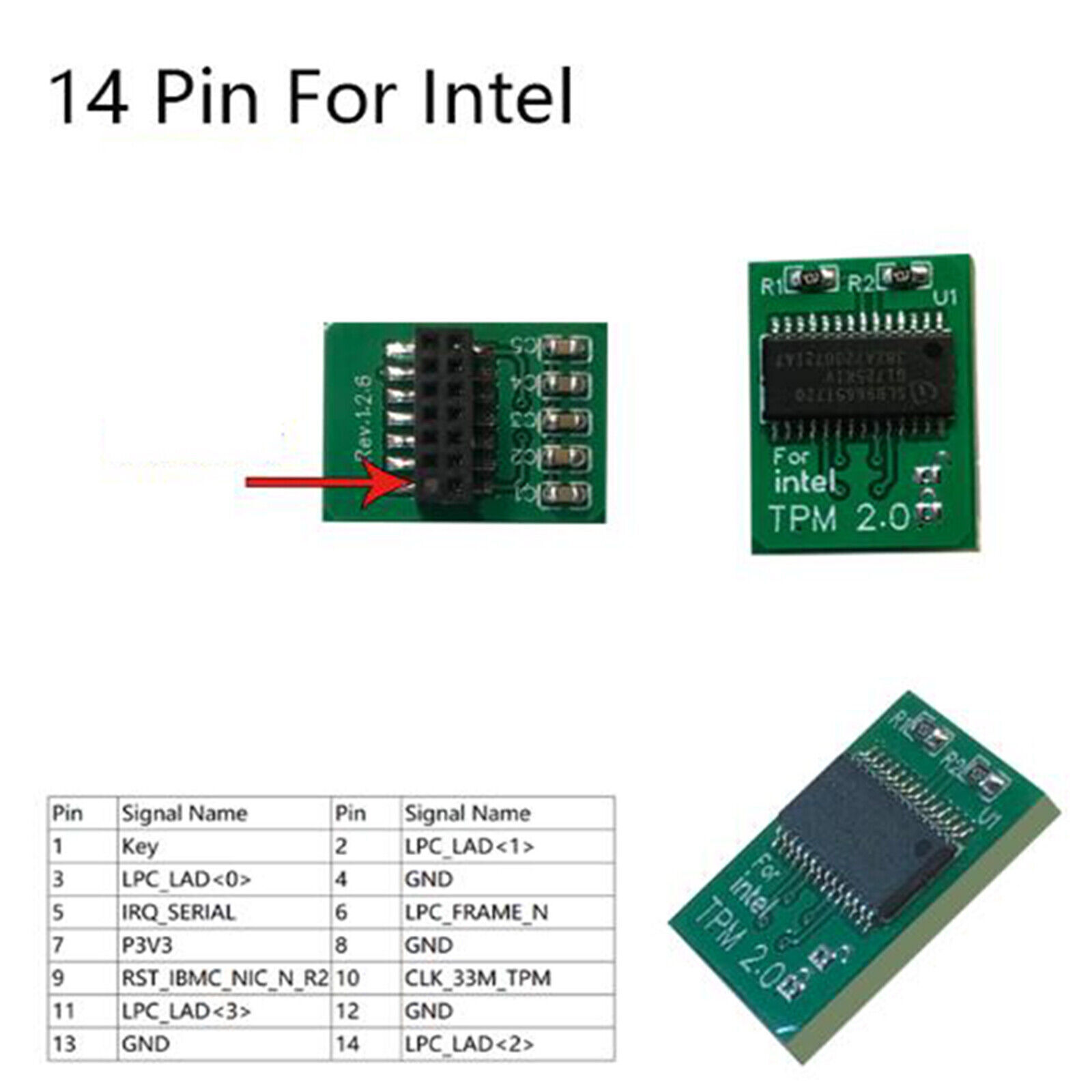 TPM2.0 Security Module for Intel Trusted Platform Module 14(14-1) pin