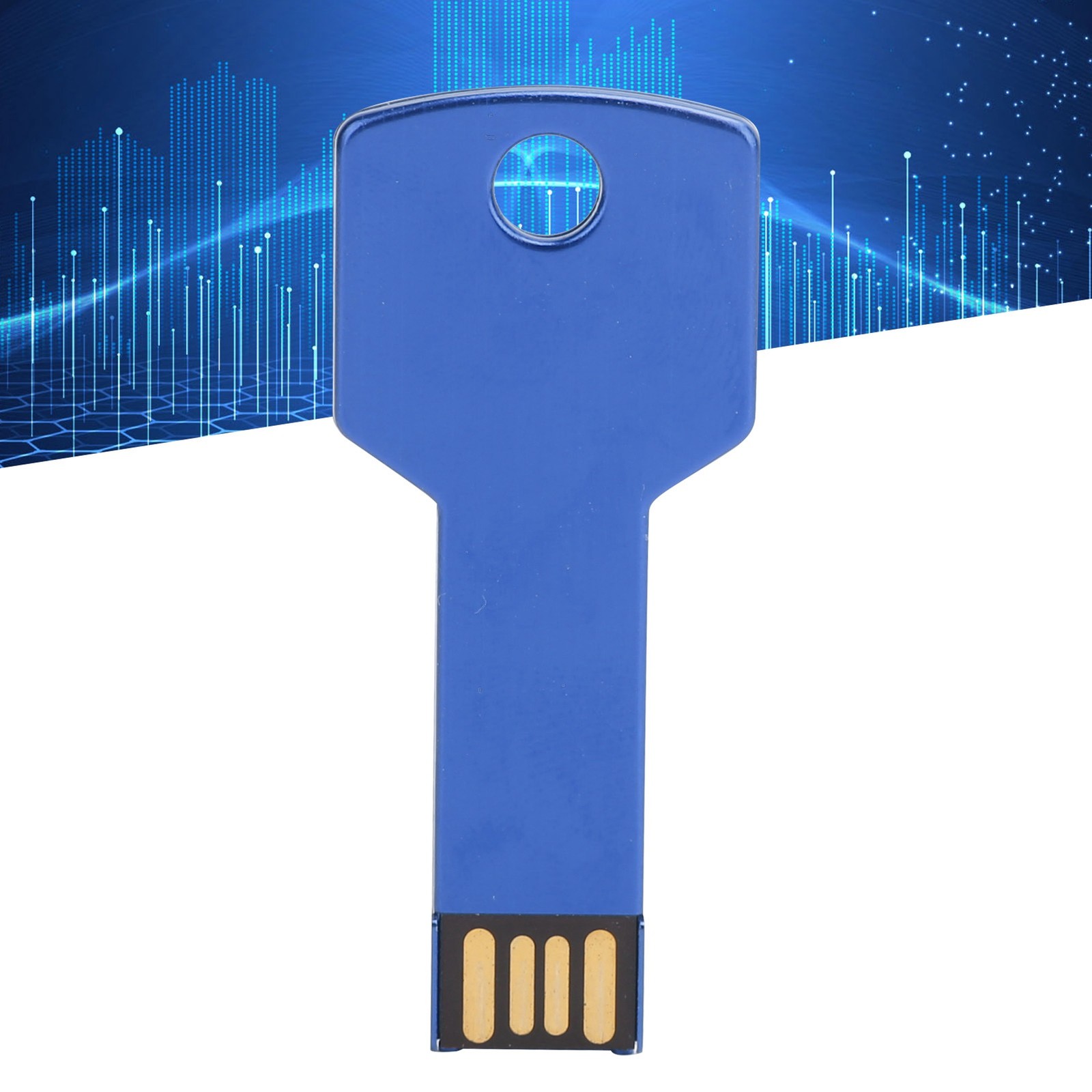 Blue USB Flash Drive Key Shape USB Memory Disc Plug And Play U Disc For Com QBUU