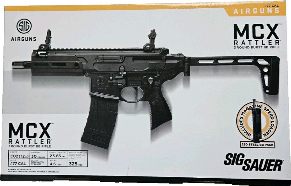 Sig Sauer Semi-Auto MCX Rattler  with 3-Round Full Auto  Burst CO2 BB Air Rifle