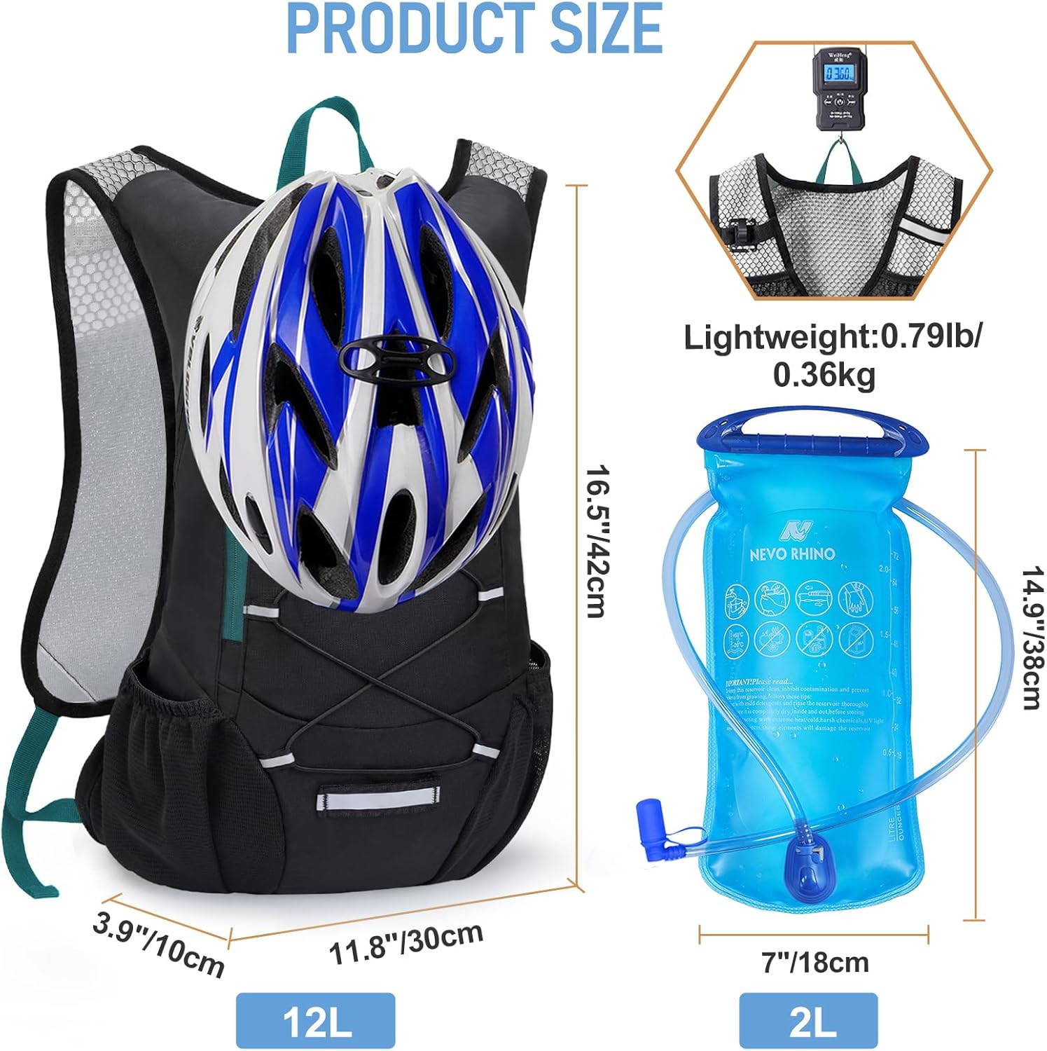 Lightweight Hydration Backpack, Running Backpack with 2L Water Bladder, Hydro Wa