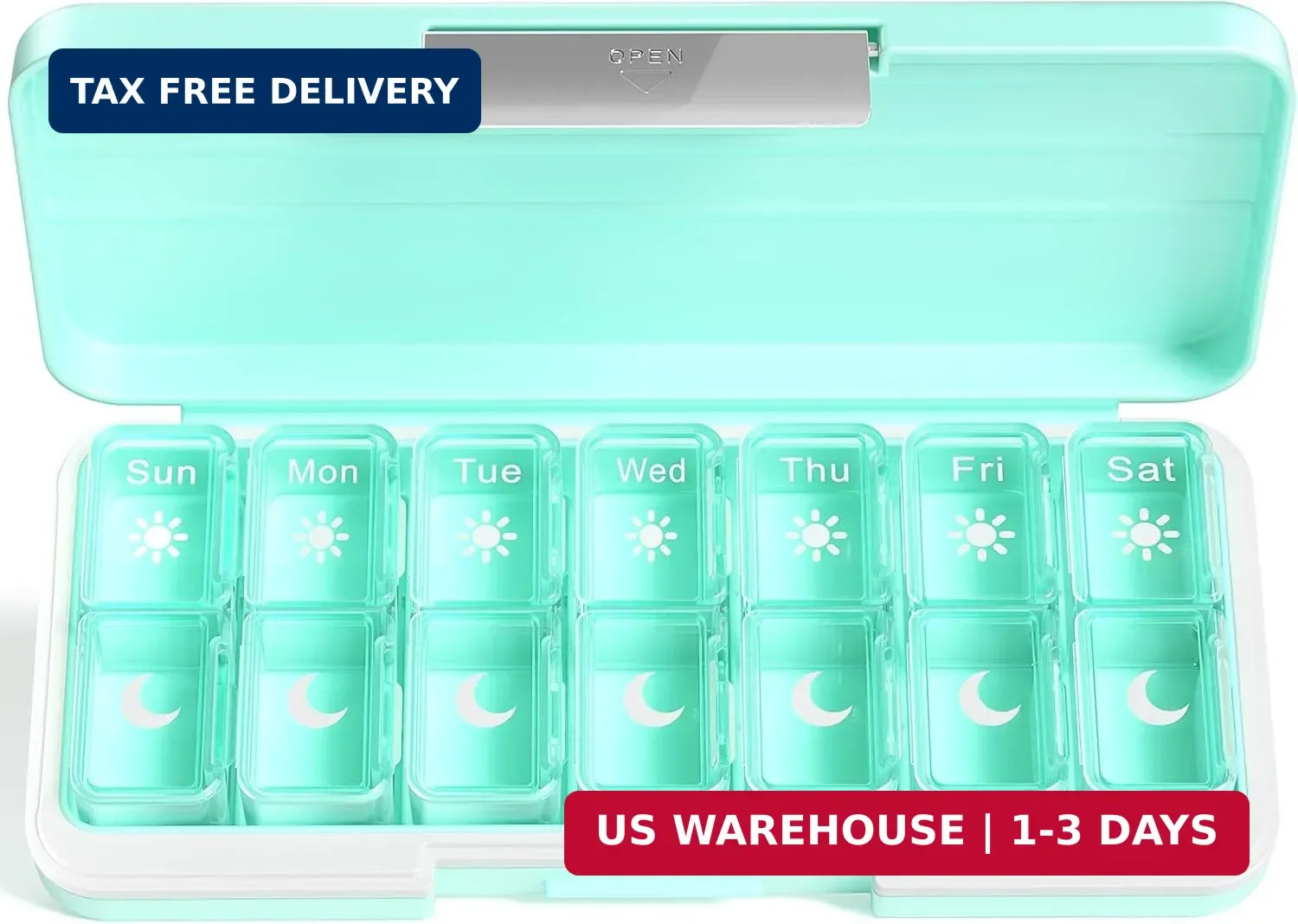 Zoksi Am Pm Pill Organizer 7 Day, Weekly Pill Box 2 Times a Day, Medicine Pill O